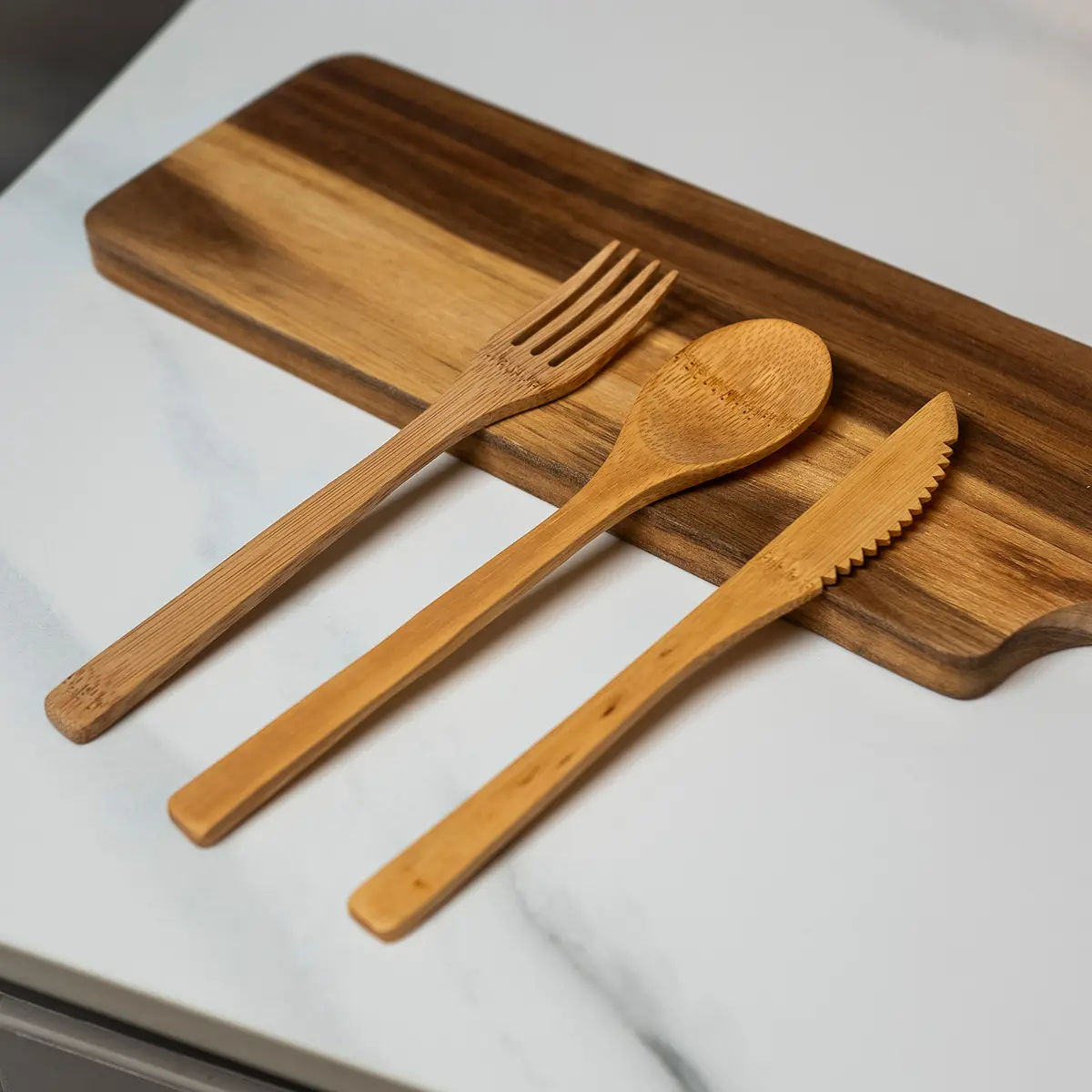 Set Cubiertos Bamboo Reutilizables
