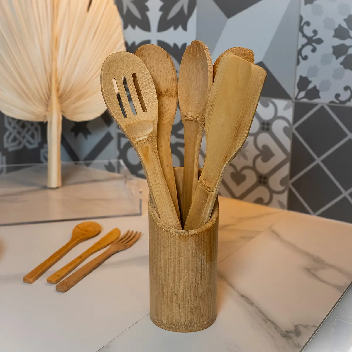Set Espatulas de Bamboo + Porta